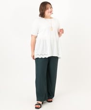 OLKIA46089 eur3(エウルキューブ) 【WEB先行販売】【大きいサイズ/接触冷感】スカラップコンビプルオーバー ホワイト(90)
