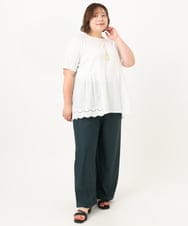 OLKIA46089 eur3(エウルキューブ) 【WEB先行販売】【大きいサイズ/接触冷感】スカラップコンビプルオーバー ホワイト(90)