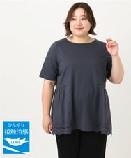 OLKIA46089 eur3(エウルキューブ) 【WEB先行販売】【大きいサイズ/接触冷感】スカラップコンビプルオーバー ダークグレー(93)