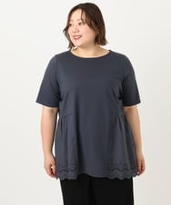OLKIA46089 eur3(エウルキューブ) 【WEB先行販売】【大きいサイズ/接触冷感】スカラップコンビプルオーバー ダークグレー(93)