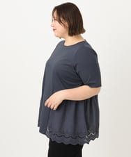 OLKIA46089 eur3(エウルキューブ) 【WEB先行販売】【大きいサイズ/接触冷感】スカラップコンビプルオーバー ダークグレー(93)