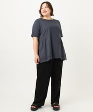 OLKIA46089 eur3(エウルキューブ) 【WEB先行販売】【大きいサイズ/接触冷感】スカラップコンビプルオーバー ダークグレー(93)