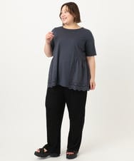 OLKIA46089 eur3(エウルキューブ) 【WEB先行販売】【大きいサイズ/接触冷感】スカラップコンビプルオーバー ダークグレー(93)