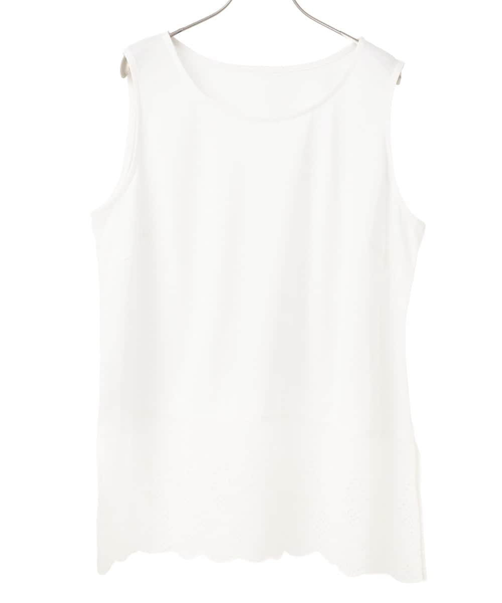 OLKIA47049 eur3(エウルキューブ) 【大きいサイズ】裾レースタンクトップ ホワイト(90)