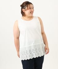 OLKIA47049 eur3(エウルキューブ) 【大きいサイズ】裾レースタンクトップ ホワイト(90)