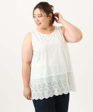 OLKIA47049 eur3(エウルキューブ) 【大きいサイズ】裾レースタンクトップ ホワイト(90)