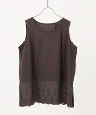 OLKIA47049 eur3(エウルキューブ) 【WEB先行販売】【大きいサイズ】裾レースタンクトップ ダークグレー(93)