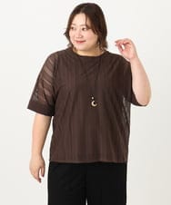 OLKIA48069 eur3(エウルキューブ) 【WEB先行販売】【大きいサイズ/a.v.v×eur3】幾何レースレイヤードトップス ダークブラウン(87)