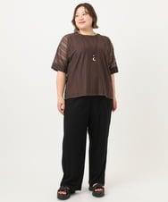 OLKIA48069 eur3(エウルキューブ) 【WEB先行販売】【大きいサイズ/a.v.v×eur3】幾何レースレイヤードトップス ダークブラウン(87)