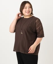 OLKIA48069 eur3(エウルキューブ) 【WEB先行販売】【大きいサイズ/a.v.v×eur3】幾何レースレイヤードトップス ダークブラウン(87)