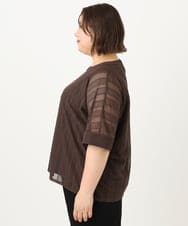 OLKIA48069 eur3(エウルキューブ) 【WEB先行販売】【大きいサイズ/a.v.v×eur3】幾何レースレイヤードトップス ダークブラウン(87)