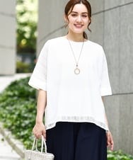 OLKIA48069 eur3(エウルキューブ) 【WEB先行販売】【大きいサイズ/a.v.v×eur3】幾何レースレイヤードトップス ホワイト(90)