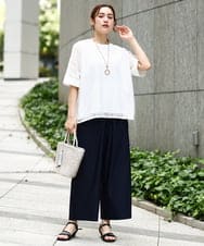OLKIA48069 eur3(エウルキューブ) 【WEB先行販売】【大きいサイズ/a.v.v×eur3】幾何レースレイヤードトップス ホワイト(90)