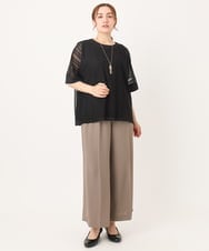 OLKIA48069 eur3(エウルキューブ) 【WEB先行販売】【大きいサイズ/a.v.v×eur3】幾何レースレイヤードトップス ブラック(94)