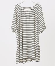OLKIA49079 eur3(エウルキューブ) 【WEB先行販売】【大きいサイズ】ワッフルボーダーチュニック ホワイト(90)