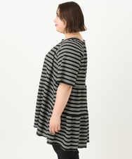 OLKIA49079 eur3(エウルキューブ) 【WEB先行販売】【大きいサイズ】ワッフルボーダーチュニック ブラック(94)