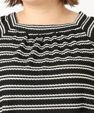 OLKIA49079 eur3(エウルキューブ) 【WEB先行販売】【大きいサイズ】ワッフルボーダーチュニック ブラック(94)