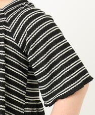 OLKIA49079 eur3(エウルキューブ) 【WEB先行販売】【大きいサイズ】ワッフルボーダーチュニック ブラック(94)
