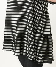 OLKIA49079 eur3(エウルキューブ) 【WEB先行販売】【大きいサイズ】ワッフルボーダーチュニック ブラック(94)
