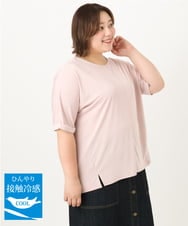OLKIA50054 eur3(エウルキューブ) 【WEB先行販売】【大きいサイズ/接触冷感】UVカットロールアップスリーブTシャツ ライトピンク(01)