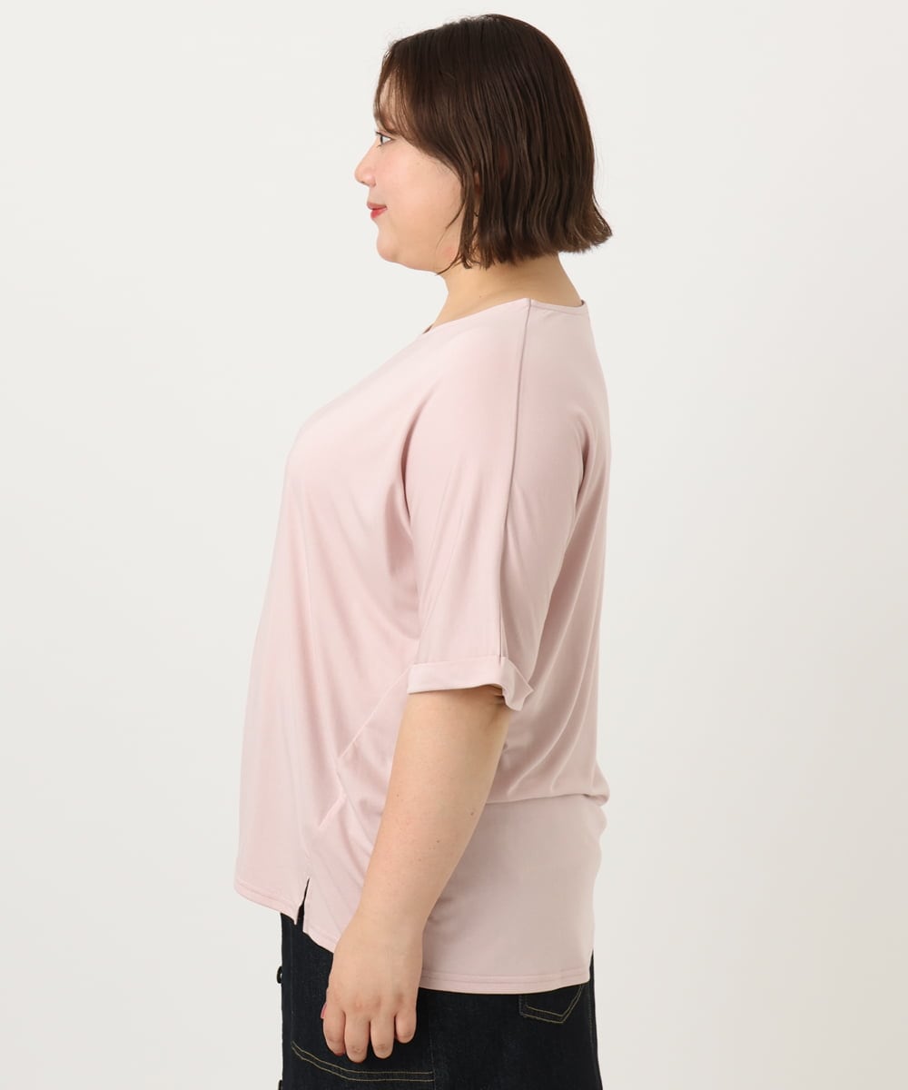 OLKIA50054 eur3(エウルキューブ) 【WEB先行販売】【大きいサイズ/接触冷感】UVカットロールアップスリーブTシャツ ライトピンク(01)