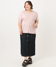 OLKIA50054 eur3(エウルキューブ) 【WEB先行販売】【大きいサイズ/接触冷感】UVカットロールアップスリーブTシャツ ライトピンク(01)