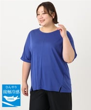 OLKIA50054 eur3(エウルキューブ) 【WEB先行販売】【大きいサイズ/接触冷感】UVカットロールアップスリーブTシャツ ブルー(55)