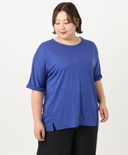 OLKIA50054 eur3(エウルキューブ) 【WEB先行販売】【大きいサイズ/接触冷感】UVカットロールアップスリーブTシャツ ブルー(55)