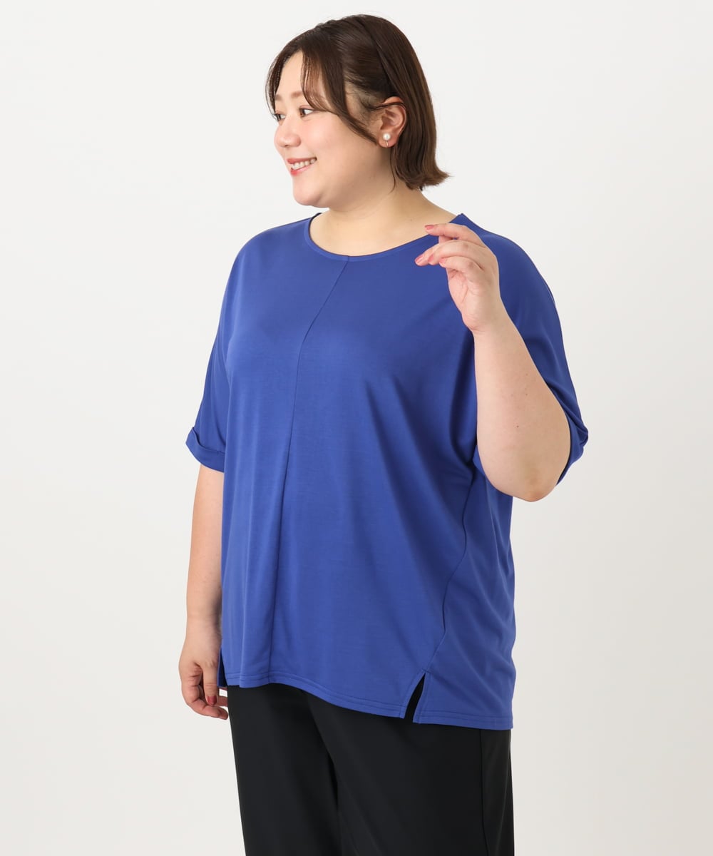 OLKIA50054 eur3(エウルキューブ) 【WEB先行販売】【大きいサイズ/接触冷感】UVカットロールアップスリーブTシャツ ブルー(55)