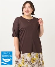 OLKIA50054 eur3(エウルキューブ) 【WEB先行販売】【大きいサイズ/接触冷感】UVカットロールアップスリーブTシャツ ダークブラウン(87)