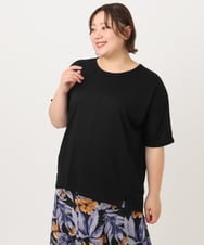 OLKIA50054 eur3(エウルキューブ) 【WEB先行販売】【大きいサイズ/接触冷感】UVカットロールアップスリーブTシャツ ブラック(94)
