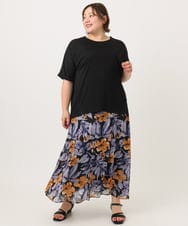 OLKIA50054 eur3(エウルキューブ) 【WEB先行販売】【大きいサイズ/接触冷感】UVカットロールアップスリーブTシャツ ブラック(94)