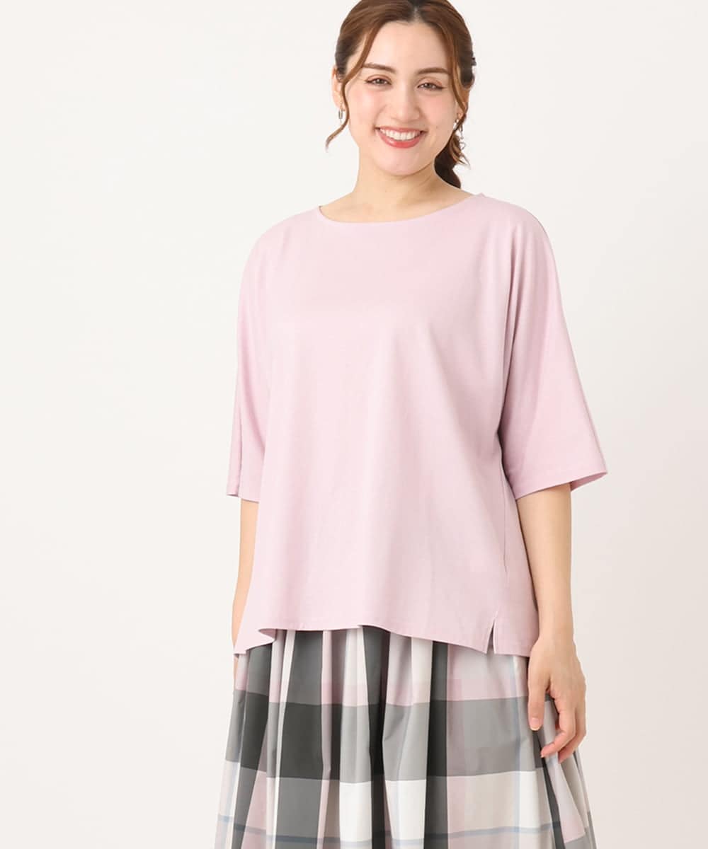 OLKIA51064 eur3(エウルキューブ) 【WEB先行販売】【大きいサイズ/抗菌・消臭】コットンラグランスリーブトップス ピンク(03)
