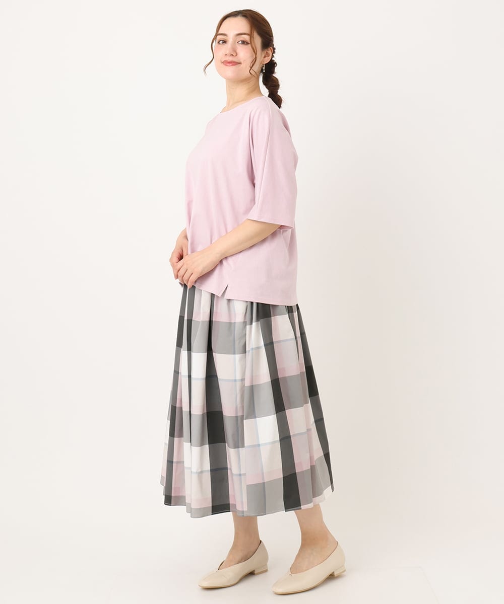 OLKIA51064 eur3(エウルキューブ) 【WEB先行販売】【大きいサイズ/抗菌・消臭】コットンラグランスリーブトップス ピンク(03)