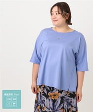 OLKIA51064 eur3(エウルキューブ) 【大きいサイズ/抗菌・消臭】コットンラグランスリーブトップス ブルー(55)