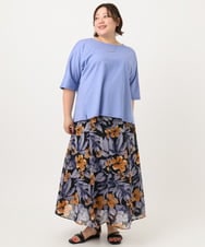 OLKIA51064 eur3(エウルキューブ) 【WEB先行販売】【大きいサイズ/抗菌・消臭】コットンラグランスリーブトップス ブルー(55)