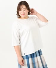 OLKIA51064 eur3(エウルキューブ) 【WEB先行販売】【大きいサイズ/抗菌・消臭】コットンラグランスリーブトップス アイボリー(80)