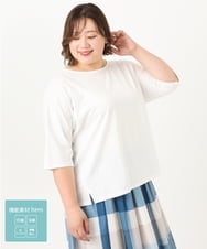 OLKIA51064 eur3(エウルキューブ) 【大きいサイズ/抗菌・消臭】コットンラグランスリーブトップス アイボリー(80)