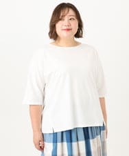 OLKIA51064 eur3(エウルキューブ) 【WEB先行販売】【大きいサイズ/抗菌・消臭】コットンラグランスリーブトップス アイボリー(80)