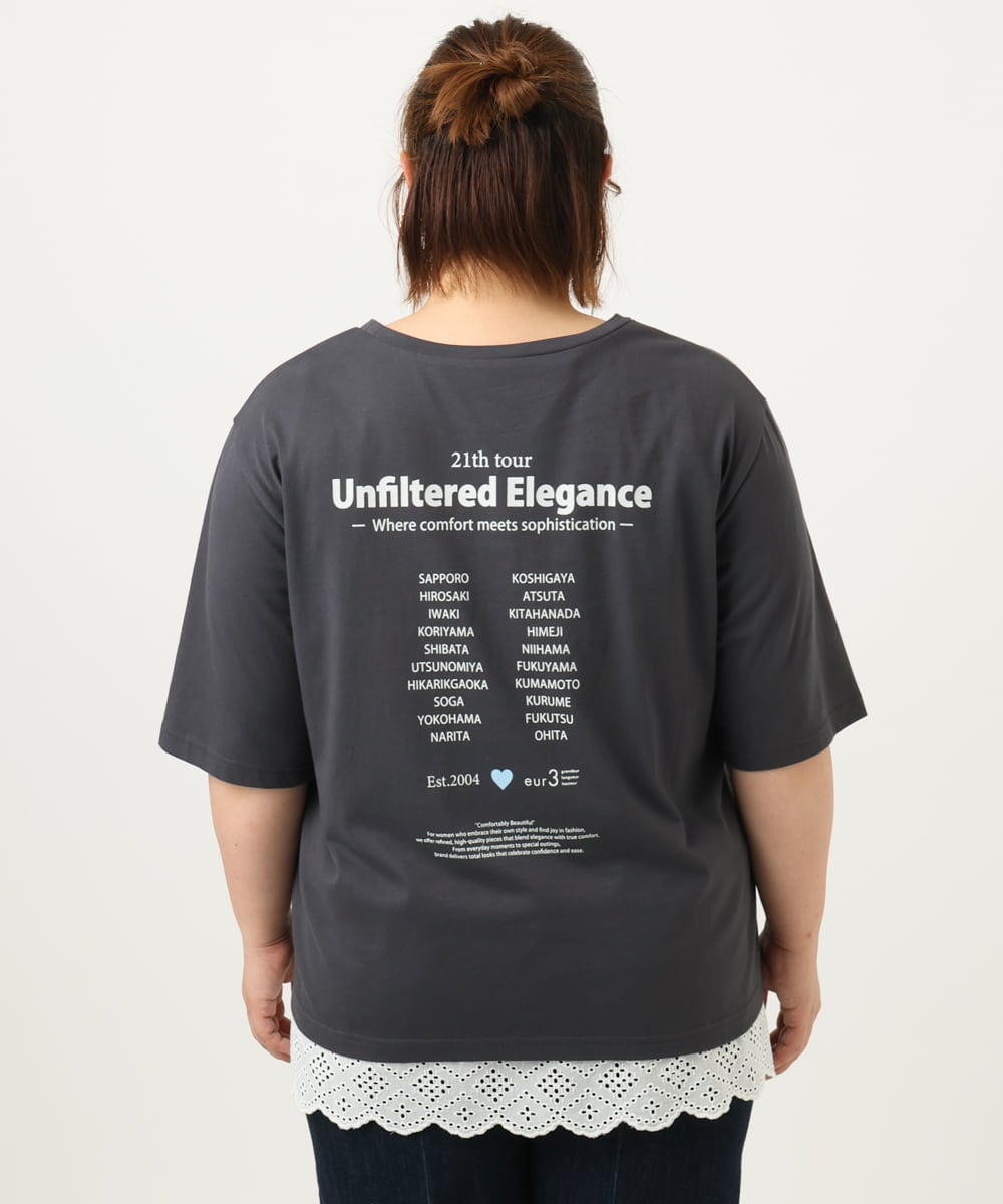 OLKIA52054 eur3(エウルキューブ) 【大きいサイズ】アニバーサリーバックプリントTシャツ ダークグレー(93)