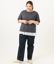 OLKIA52054 eur3(エウルキューブ) 【大きいサイズ】アニバーサリーバックプリントTシャツ ダークグレー(93)