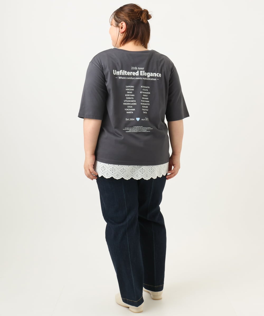 OLKIA52054 eur3(エウルキューブ) 【大きいサイズ】アニバーサリーバックプリントTシャツ ダークグレー(93)