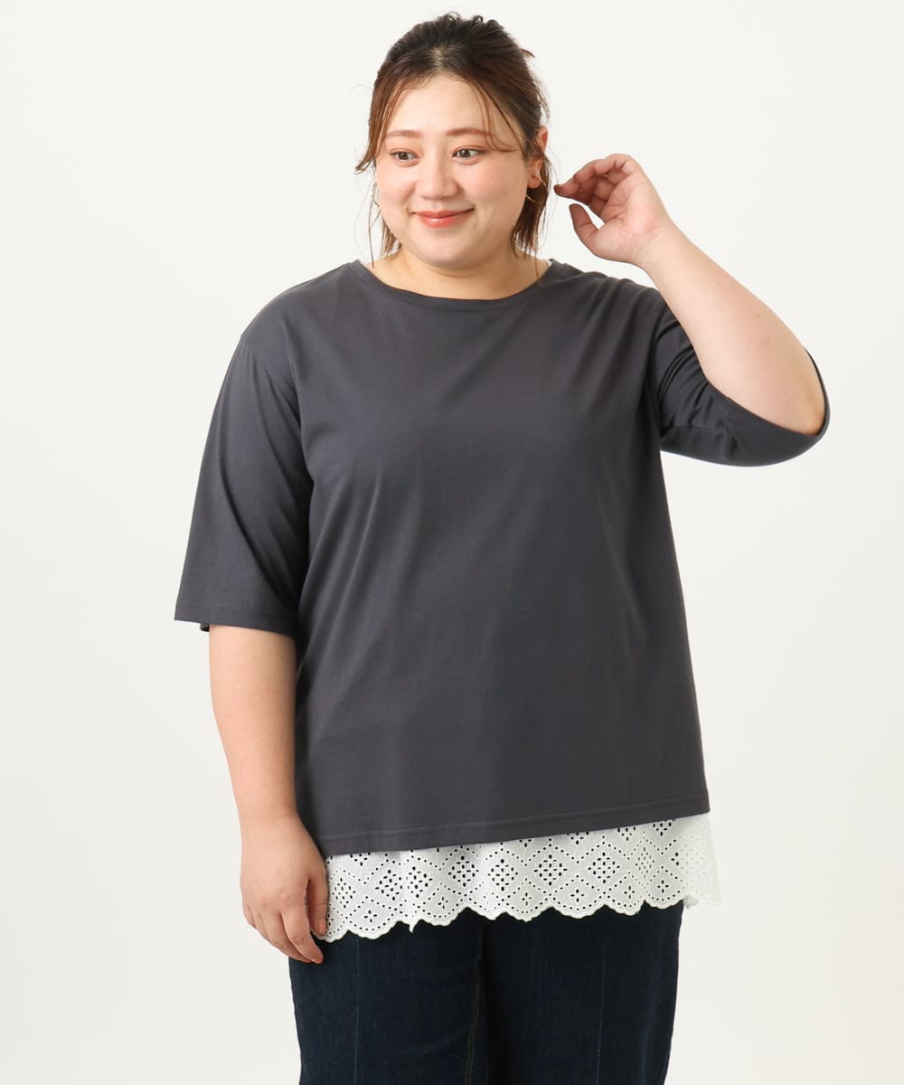 OLKIA52054 eur3(エウルキューブ) 【大きいサイズ】アニバーサリーバックプリントTシャツ ダークグレー(93)