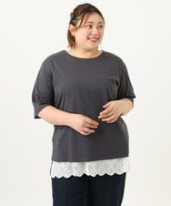 OLKIA52054 eur3(エウルキューブ) 【大きいサイズ】アニバーサリーバックプリントTシャツ ダークグレー(93)