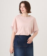 OLKID44064 eur3(エウルキューブ) 【WEB先行販売】【大きいサイズ/a.v.v×eur3】シアー切替フレアスリーブトップス ライトピンク