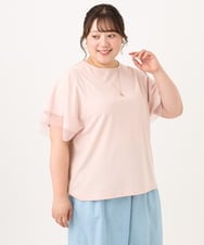 OLKID44064 eur3(エウルキューブ) 【WEB先行販売】【大きいサイズ/a.v.v×eur3】シアー切替フレアスリーブトップス ライトピンク