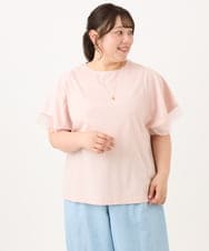 OLKID44064 eur3(エウルキューブ) 【WEB先行販売】【大きいサイズ/a.v.v×eur3】シアー切替フレアスリーブトップス ライトピンク