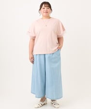 OLKID44064 eur3(エウルキューブ) 【WEB先行販売】【大きいサイズ/a.v.v×eur3】シアー切替フレアスリーブトップス ライトピンク
