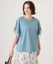 OLKID44064 eur3(エウルキューブ) 【WEB先行販売】【大きいサイズ/a.v.v×eur3】シアー切替フレアスリーブトップス ブルー