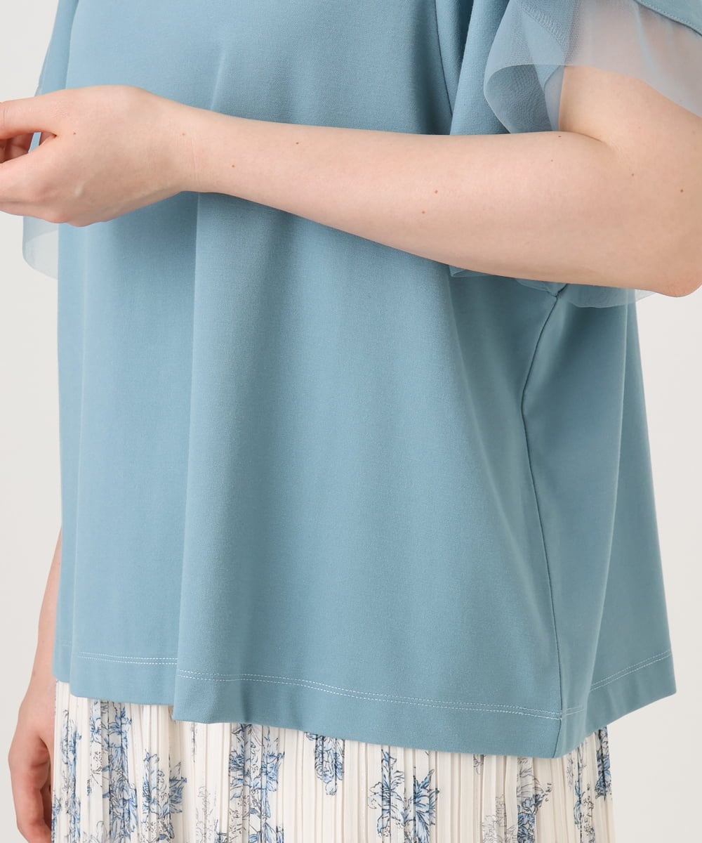 OLKID44064 eur3(エウルキューブ) 【WEB先行販売】【大きいサイズ/a.v.v×eur3】シアー切替フレアスリーブトップス ブルー
